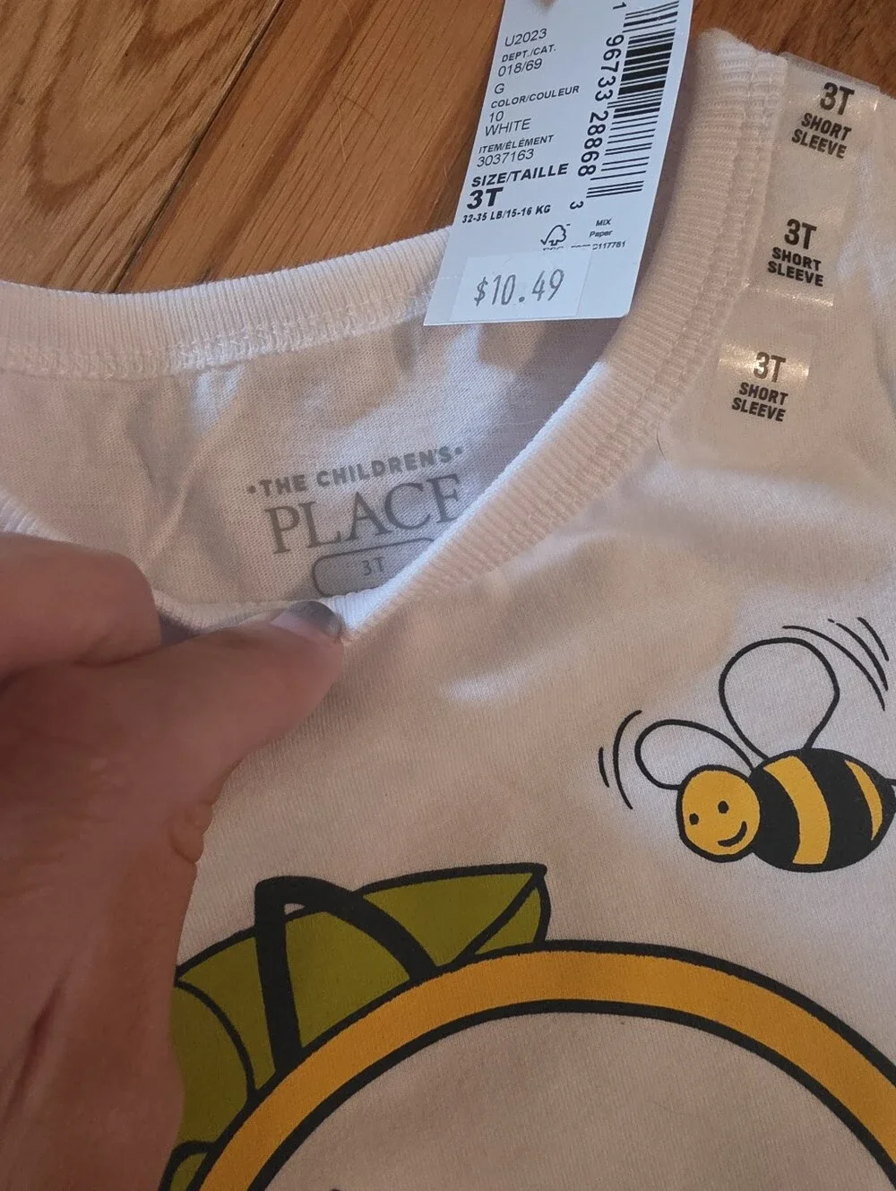 The Children's Place White Tee with Sunflower and Bee Graphic
